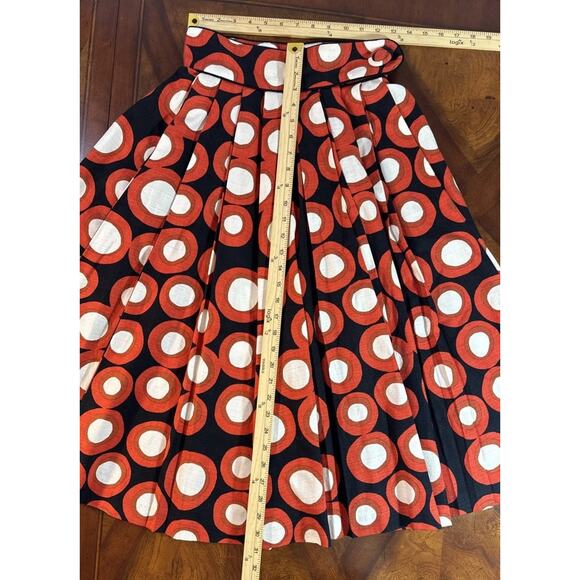 H&M Tribute to Marimenko Full Pleated Skirt Sz 4 Geometric Black Orange Ivory - Picture 13 of 16